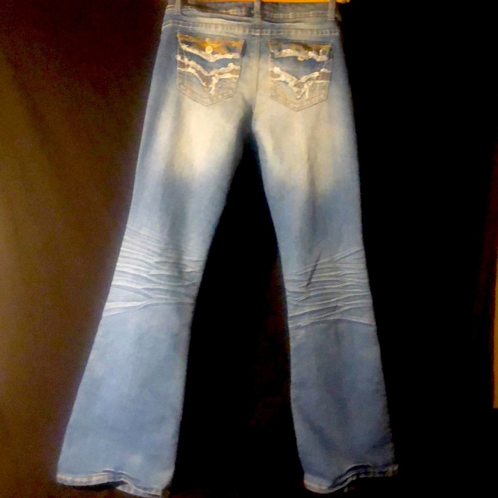 rue21 flair leg  distressed denim jeans size7/8 rn#70829